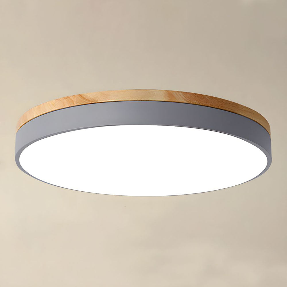 Wooden Round Shape Flush Ceiling Lights For Living Room