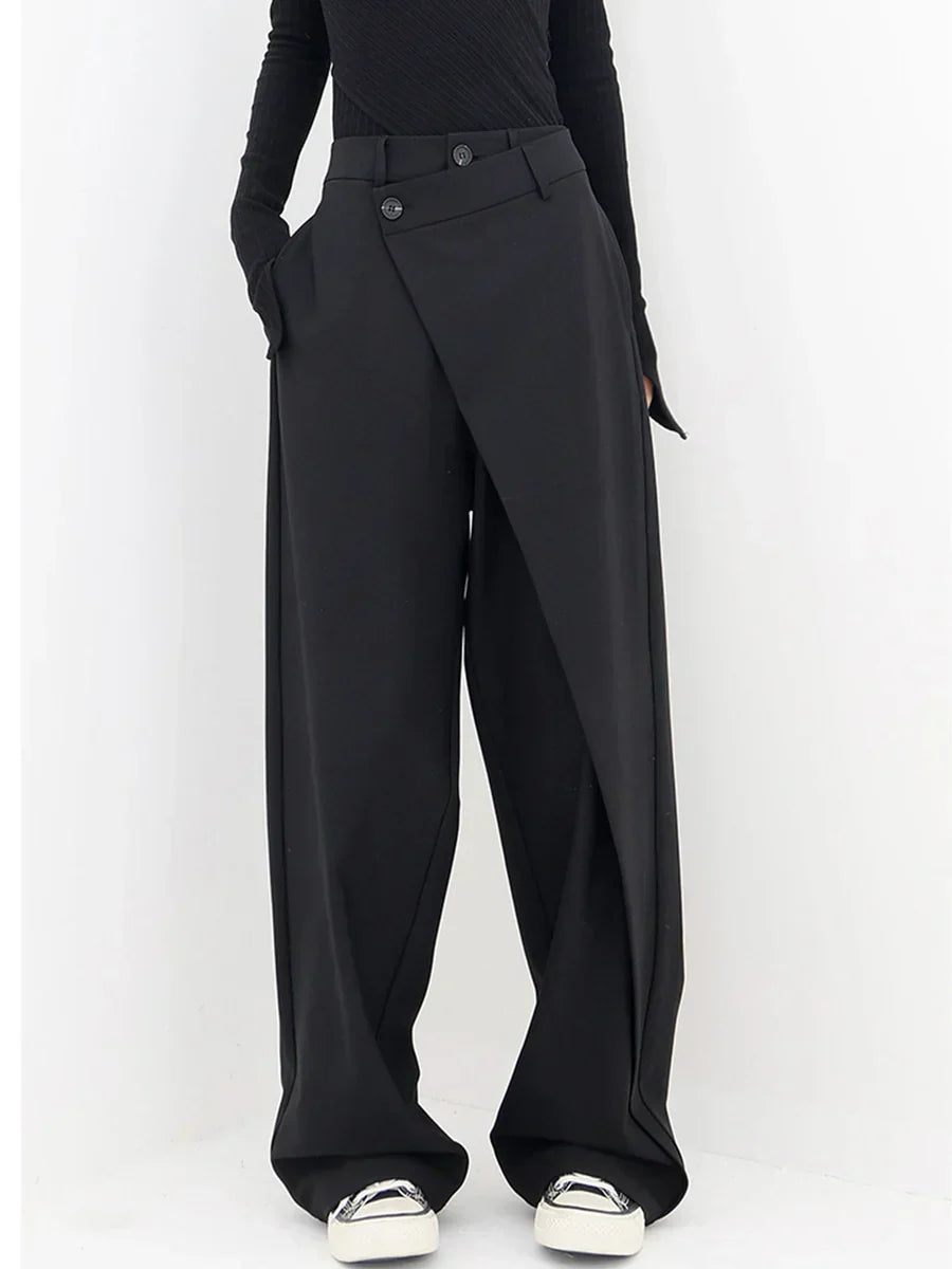 Freya - layered button wide leg pants for women