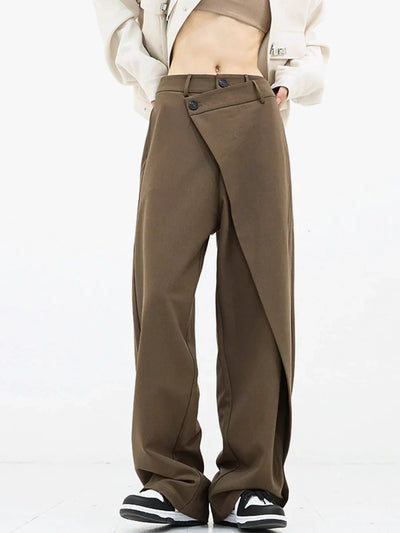 Freya - layered button wide leg pants for women