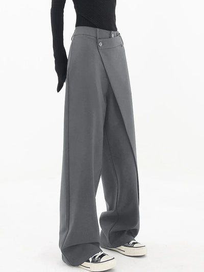 Freya - layered button wide leg pants for women