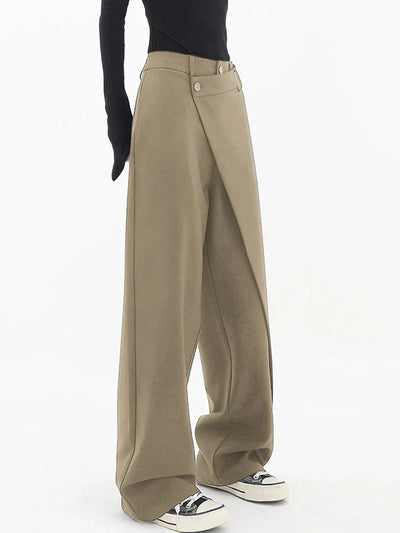 Freya - layered button wide leg pants for women