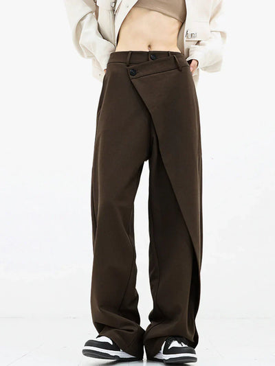 Freya - layered button wide leg pants for women