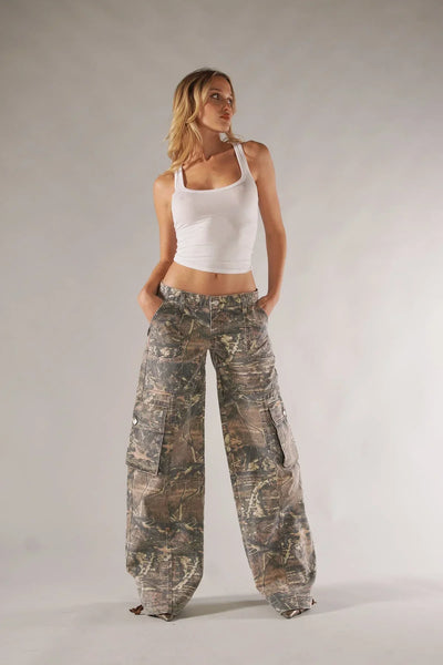 Daisy - camouflage wide leg cargo pants