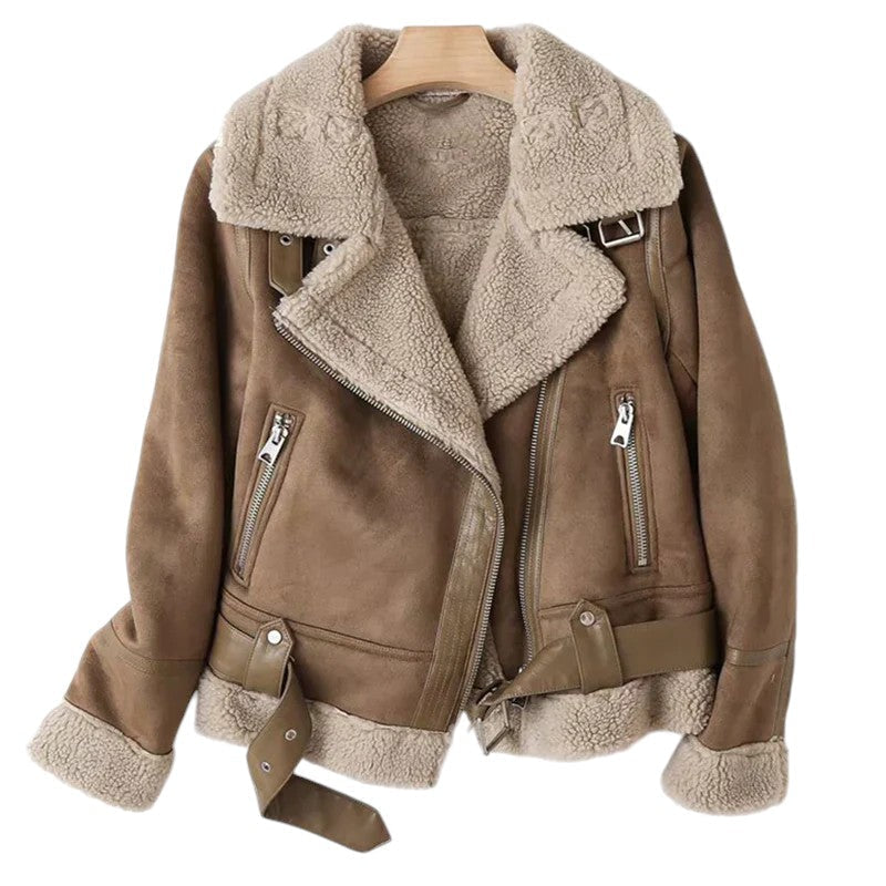 Tough Leather Jacket with Soft Sherpa Lining - Lizzy