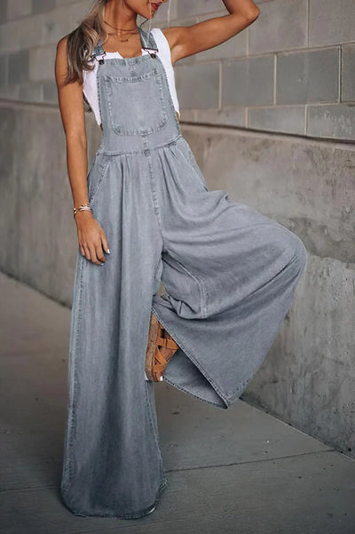 Katy - sleeveless trendy denim overall for women