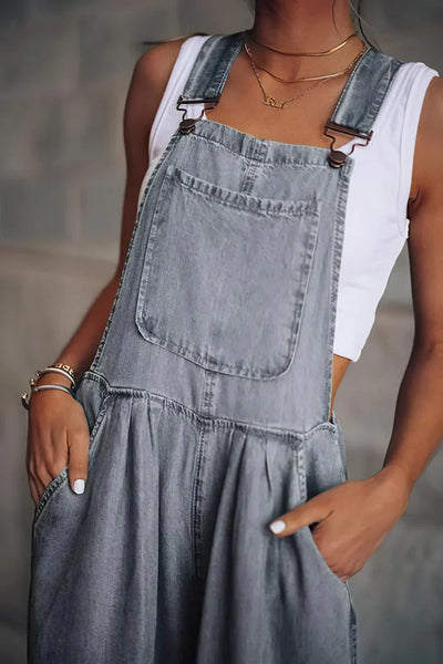 Katy - sleeveless trendy denim overall for women