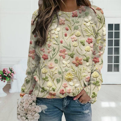 Scarlett - Floral Knit Women's Sweater