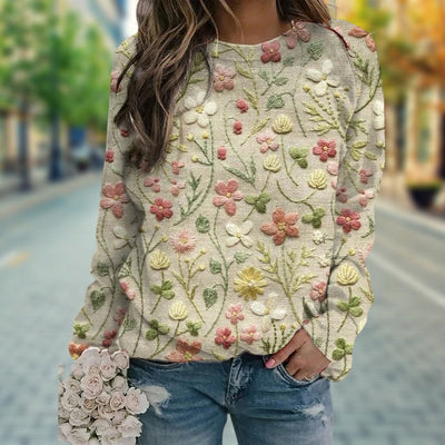 Scarlett - Floral Knit Women's Sweater